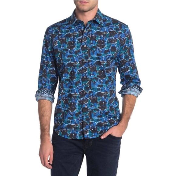 NEW Robert Graham Gaston Classic Fit Shirt Skull Blue Long Sleeve Size S - Picture 1 of 7